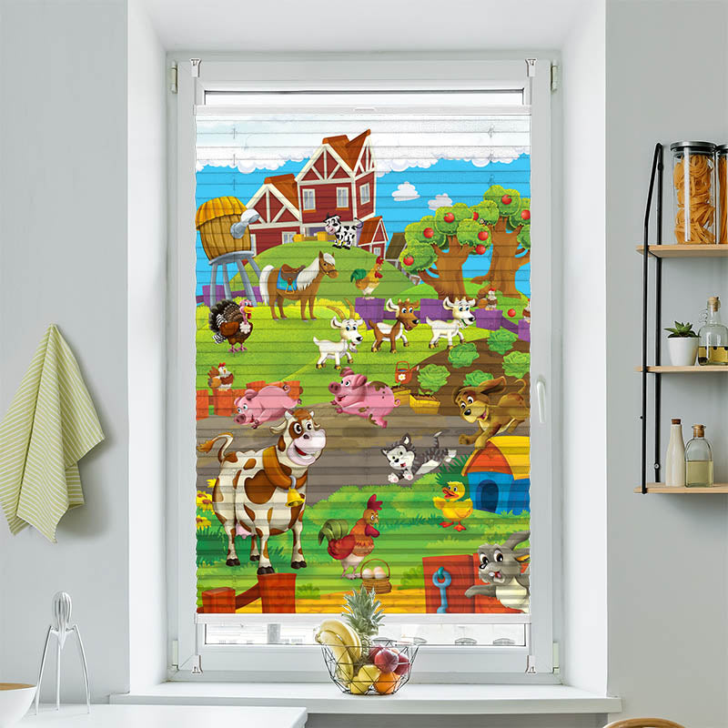 Plissee Motiv "Bauernhof Tiere"