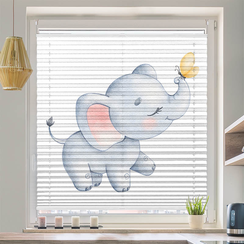 Plissee Motiv Elefantenkind Schmetterling