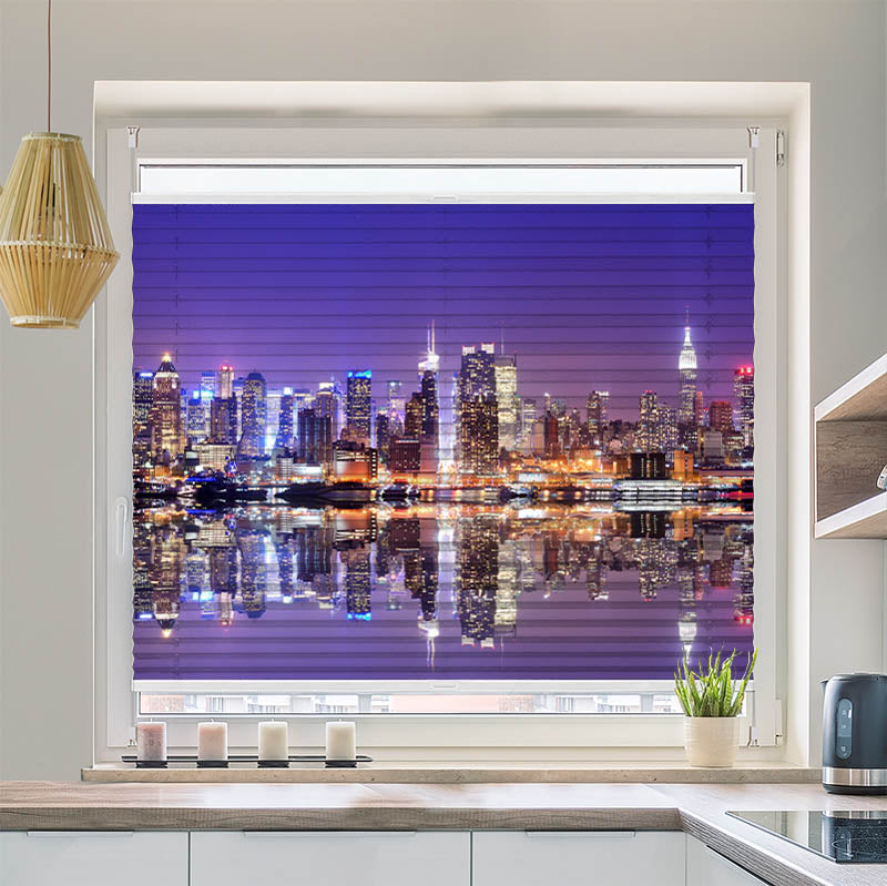 Plissee Motiv Skyline Manhatten Nacht