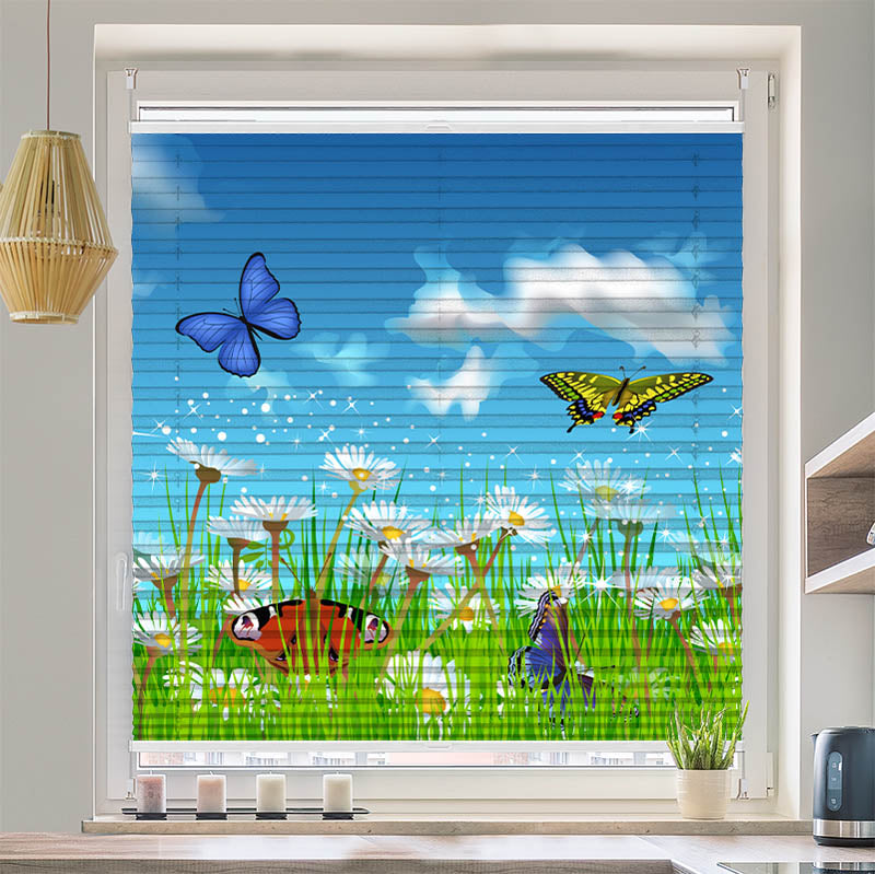 Plissee Motiv Schmetterlinge Wiese