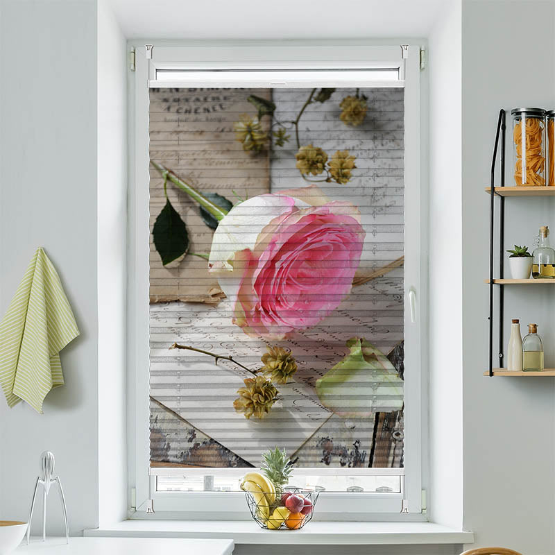 Plissee Motiv Rose Pink Brief Vintage