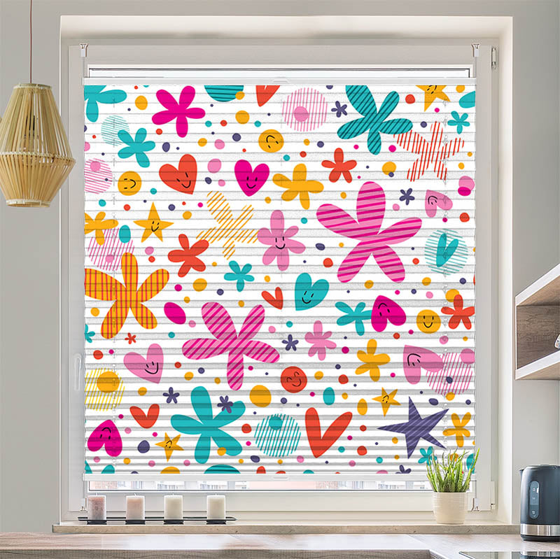 Plissee Motiv "Herzen und Sterne"