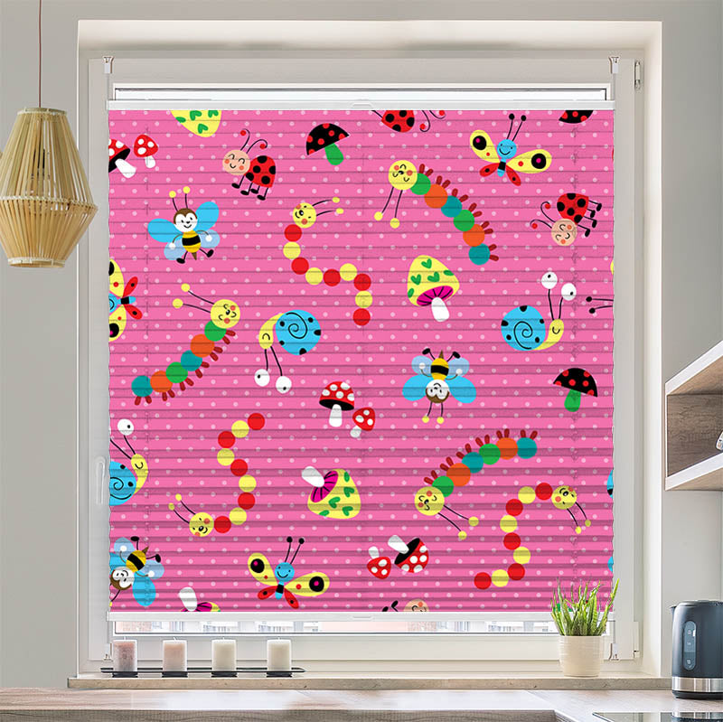 Plissee Motiv "Raupen und Schmetterlinge"