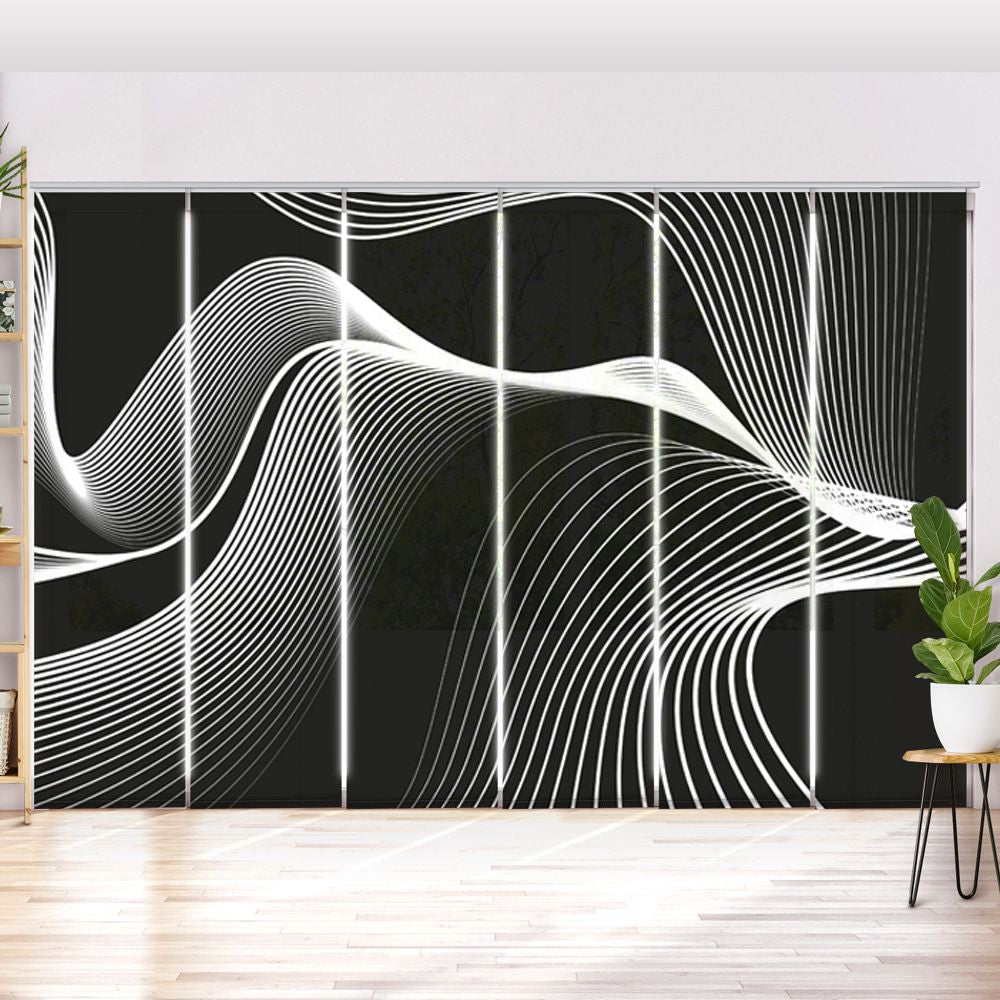 Schiebegardine Motiv 'Wellen Monochrom'