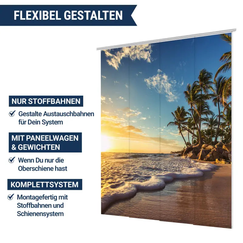 Schiebegardine mit oder ohne Schienensystem