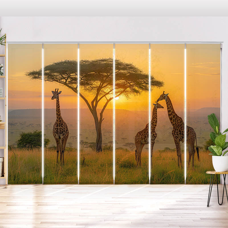 Schiebegardine Motiv Afrika Giraffen Savanne