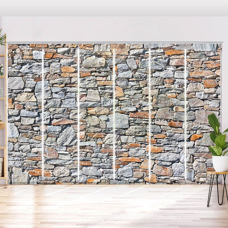Schiebegardine Motiv Natursteinmauer