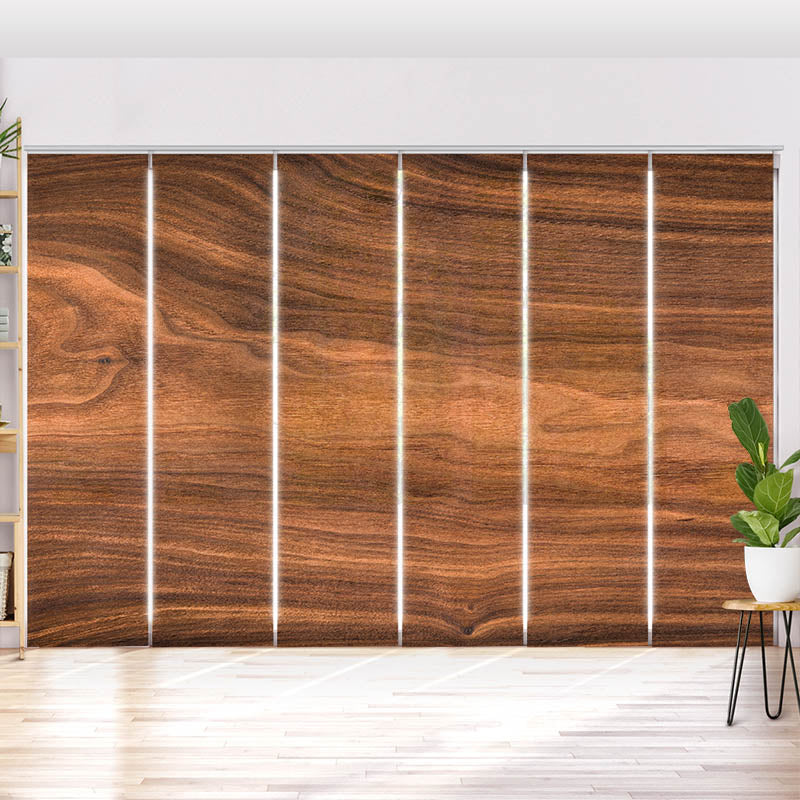 Schiebegardine Motiv Walnuss Holzplanke
