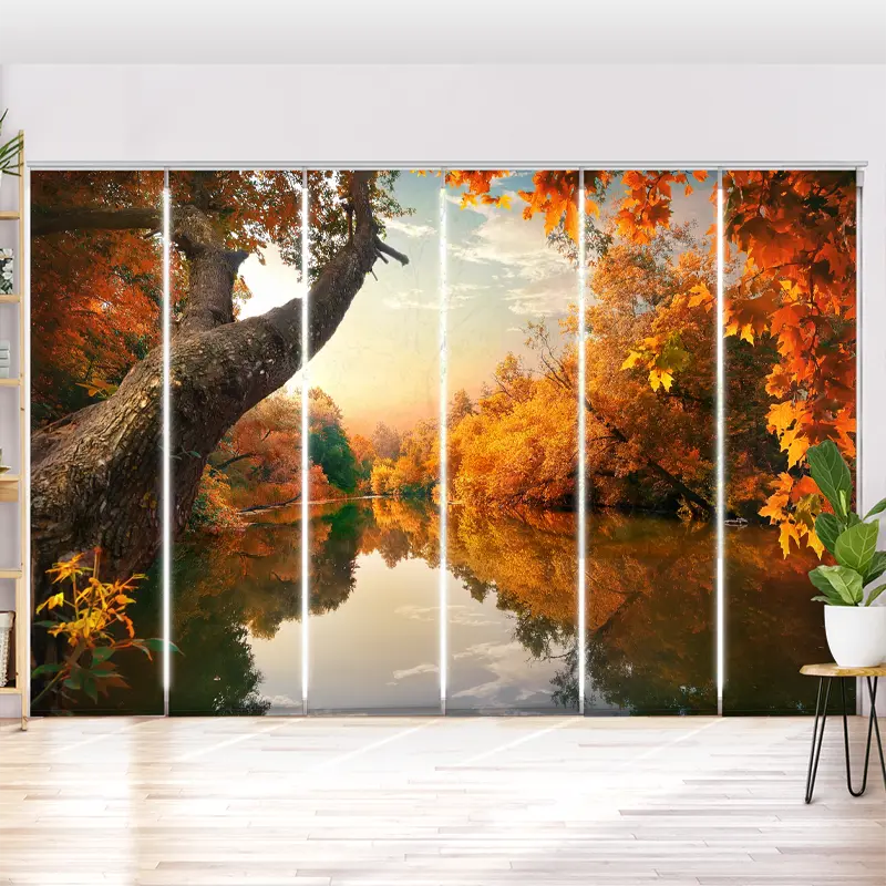Schiebegardine Motiv "Waldsee Im Herbst"