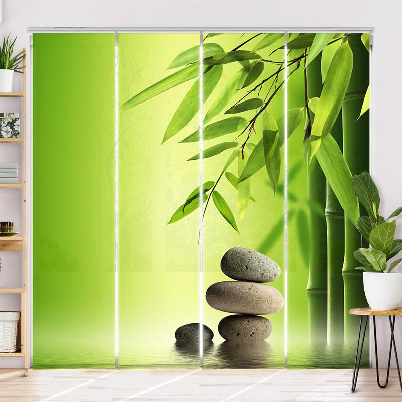 Schiebegardine Motiv Wellness Steine Bambus
