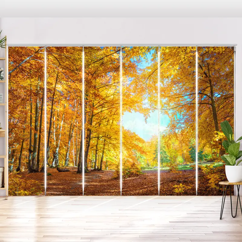 Schiebegardine Motiv "Herbstwald Mit Herz"