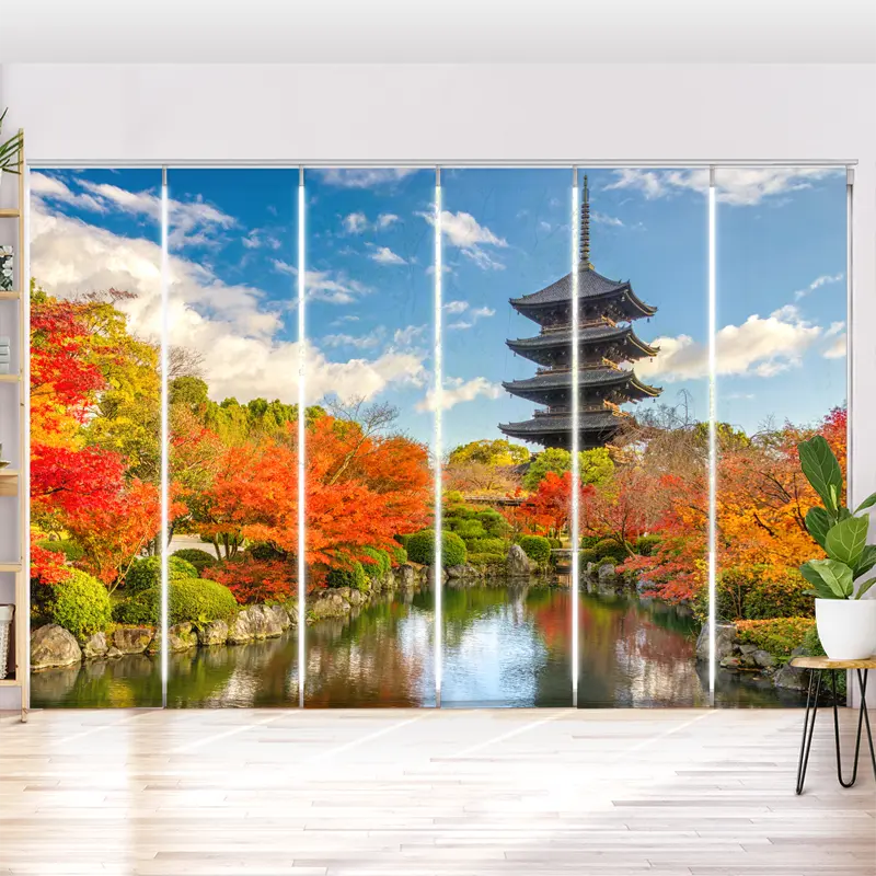 Schiebegardine Motiv "Japanischer Garten Im Herbst"
