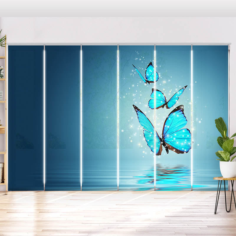 Schiebegardine Motiv Blaue Schmetterlinge
