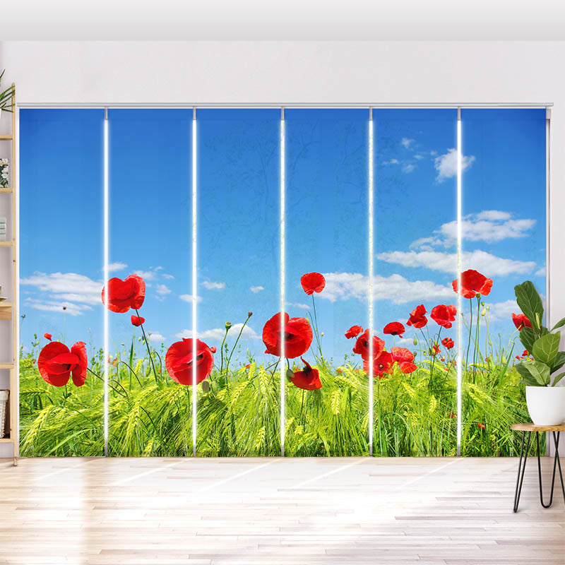 Schiebegardine Motiv Mohnblumen Wiese