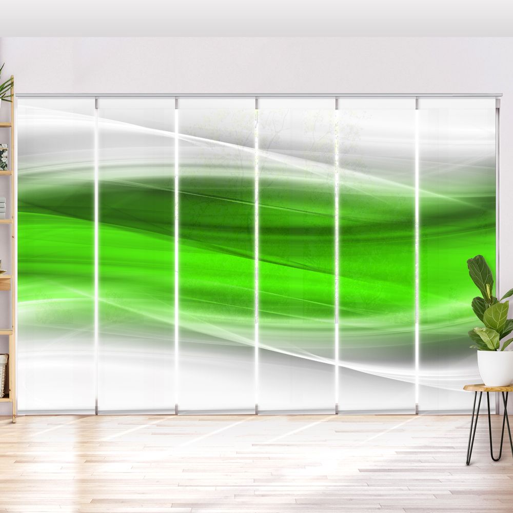 Schiebegardine Motiv Wellen Gruen Grau