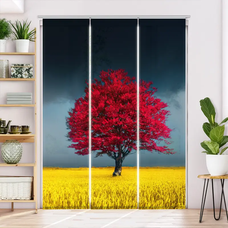 Schiebegardine Motiv "Roter Herbstbaum"