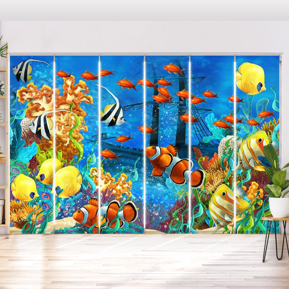 Schiebegardine Motiv Fische Kindermotiv
