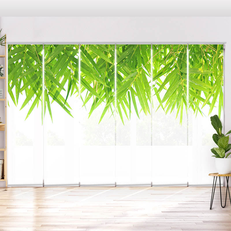 Schiebegardine Motiv Bambus Blaetter Oben