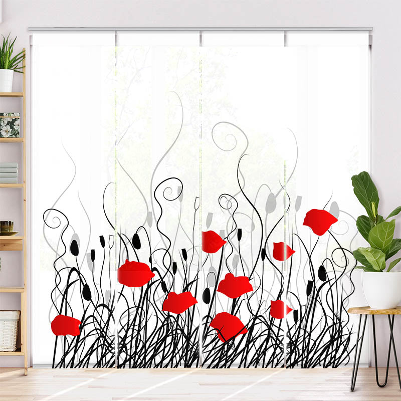 Schiebegardine Motiv "Mohnblumen Grafik"