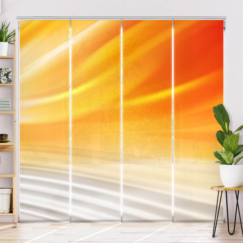 Schiebegardine Motiv Wellen Orange Grau