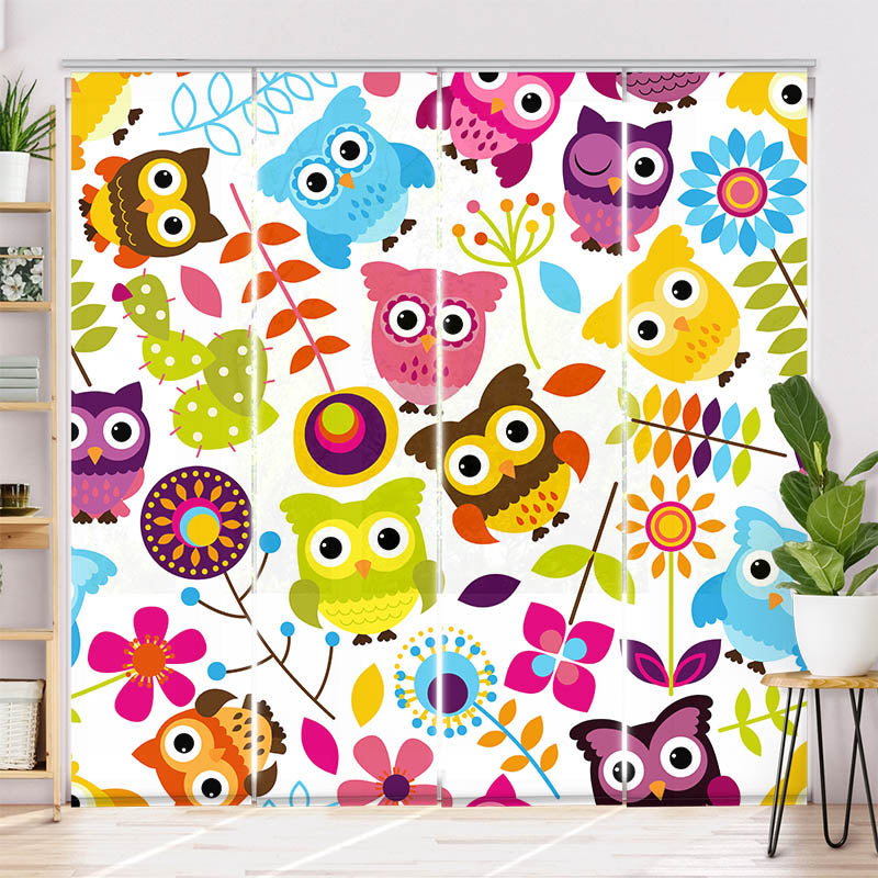 Schiebegardine Motiv "Eulen Grafik"