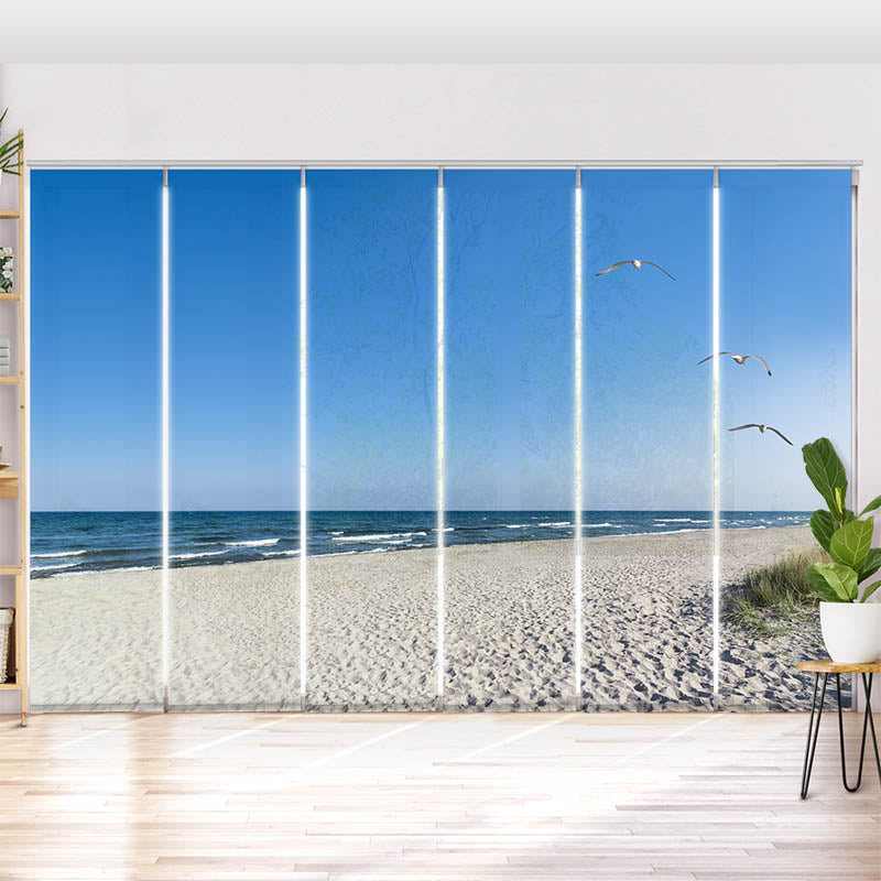 Schiebegardine Motiv "Strand mit Moewen"
