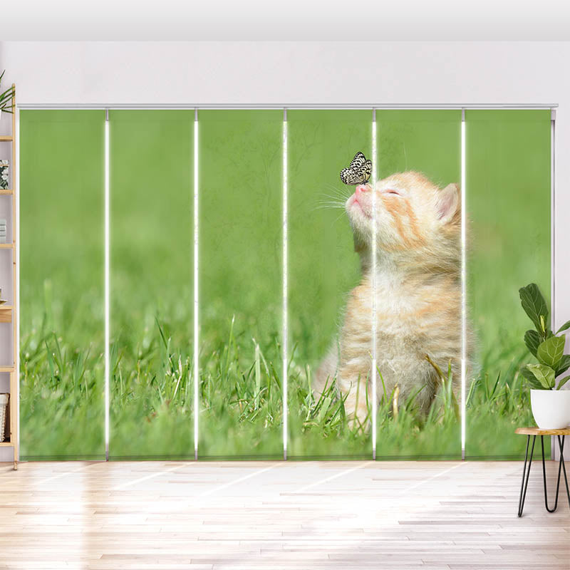 Schiebegardine Motiv Kitten und Schmetterling