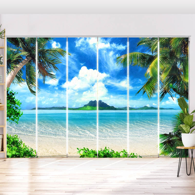 Schiebegardine Motiv Palmen Insel Meer