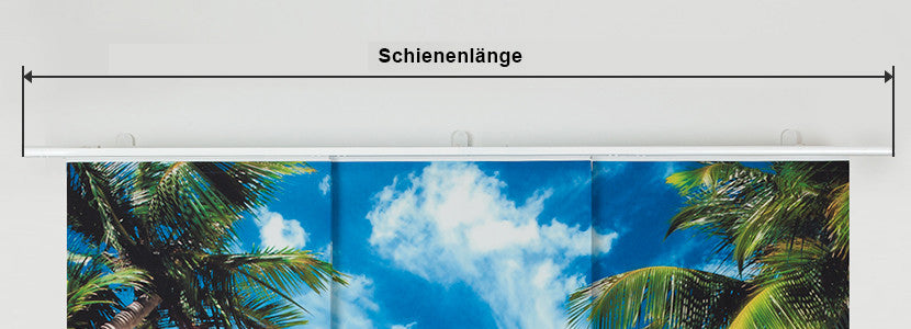 Messhinweis für Oberschiene beim Schiebevorhang