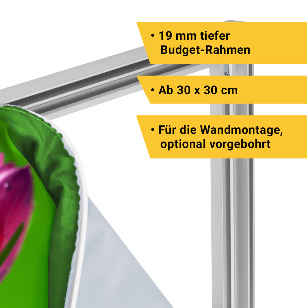 Spannrahmen 19 mm Nahaufnahme mit Bulletpoints