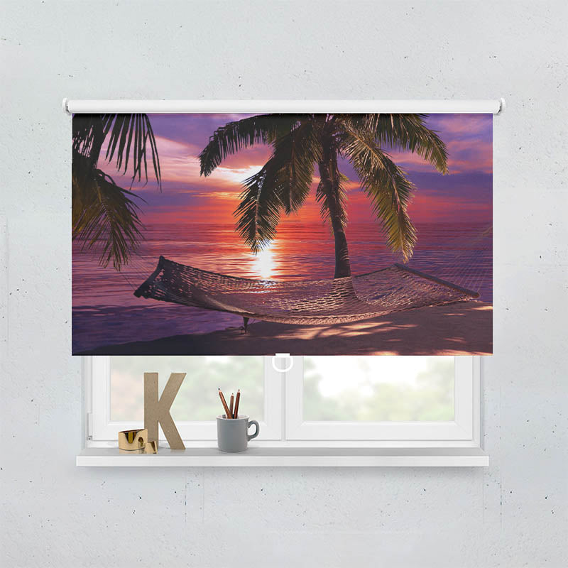 Plissee Motiv Haengematte Palmen Nacht