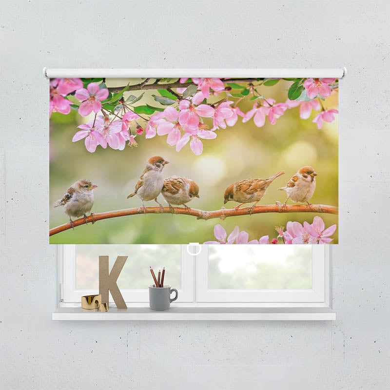 Plissee Motiv Spatzen auf dem Ast