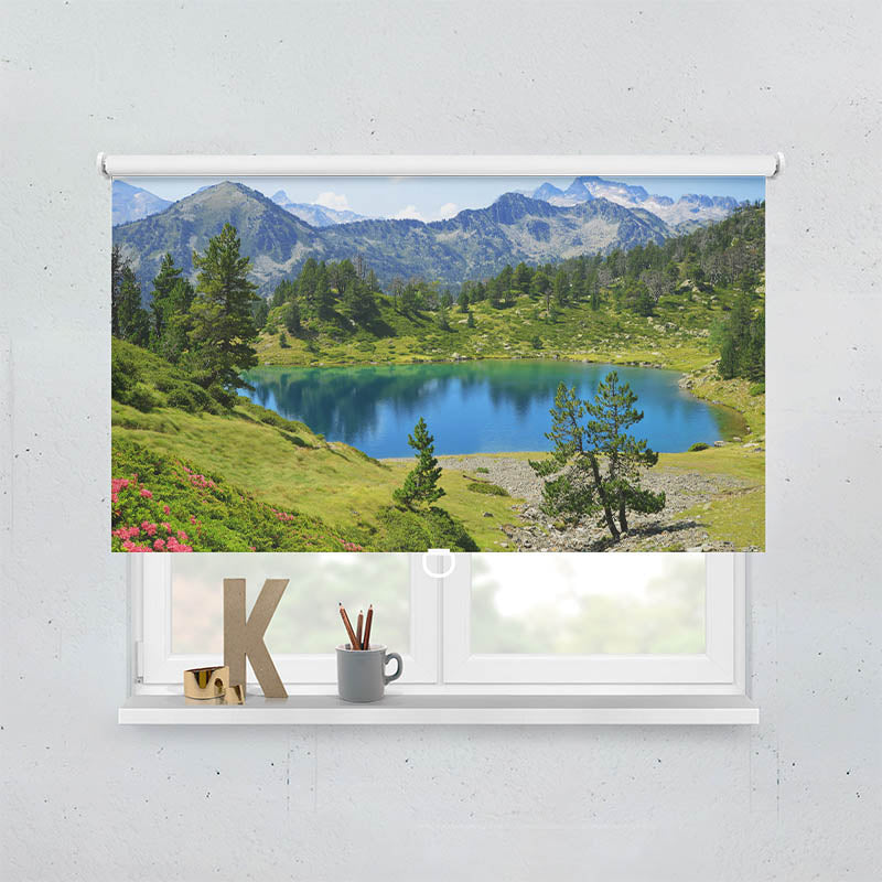 Plissee Motiv Berglandschaft mit See