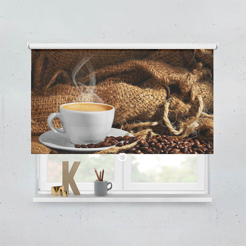 Plissee Motiv Kaffeetasse Bohnen