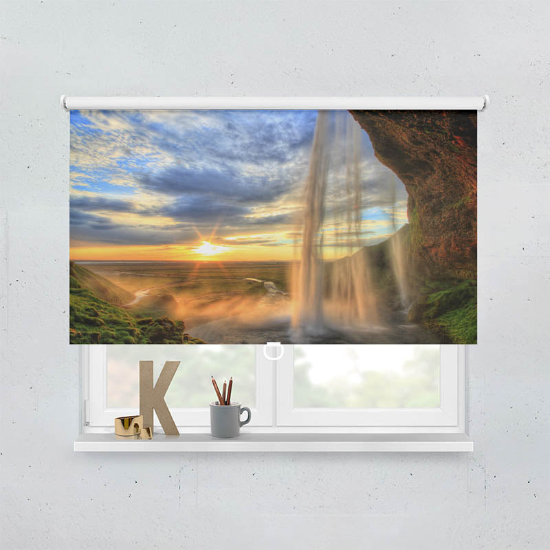 Plissee Motiv Seljalandfoss Wasserfall