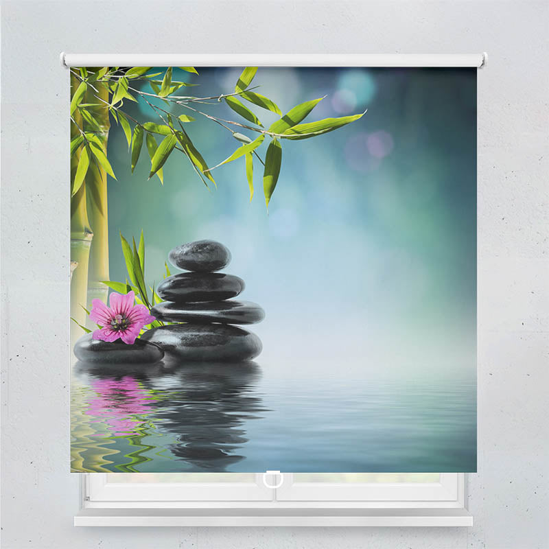 Plissee Motiv Black Stones Wellnes