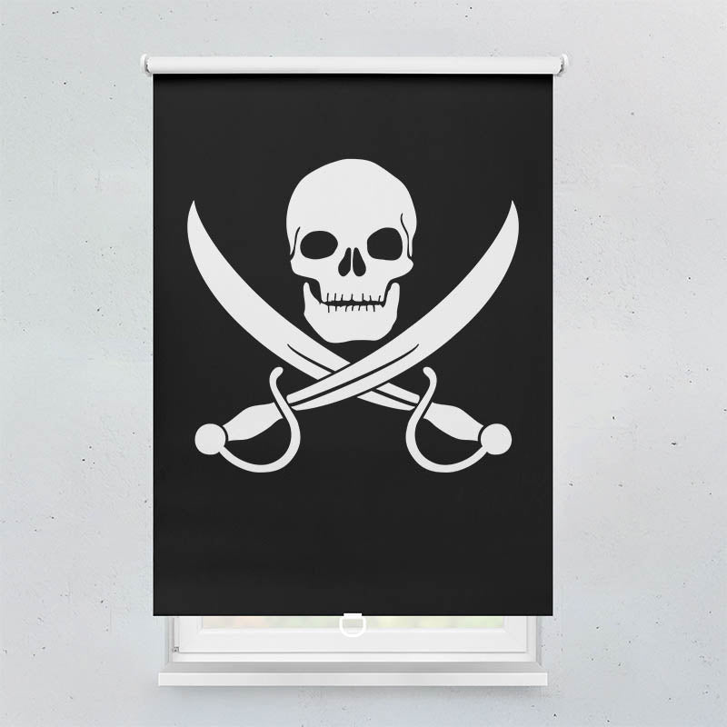 Plissee Motiv Totenkopf Saebel