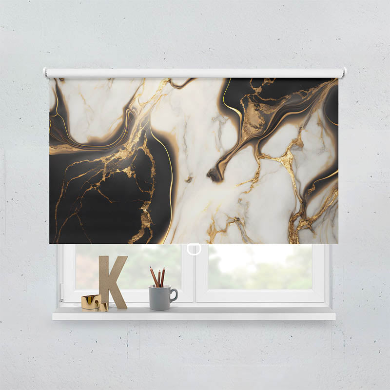 Plissee Motiv Abstrakt Marmor Weiss Schwarz