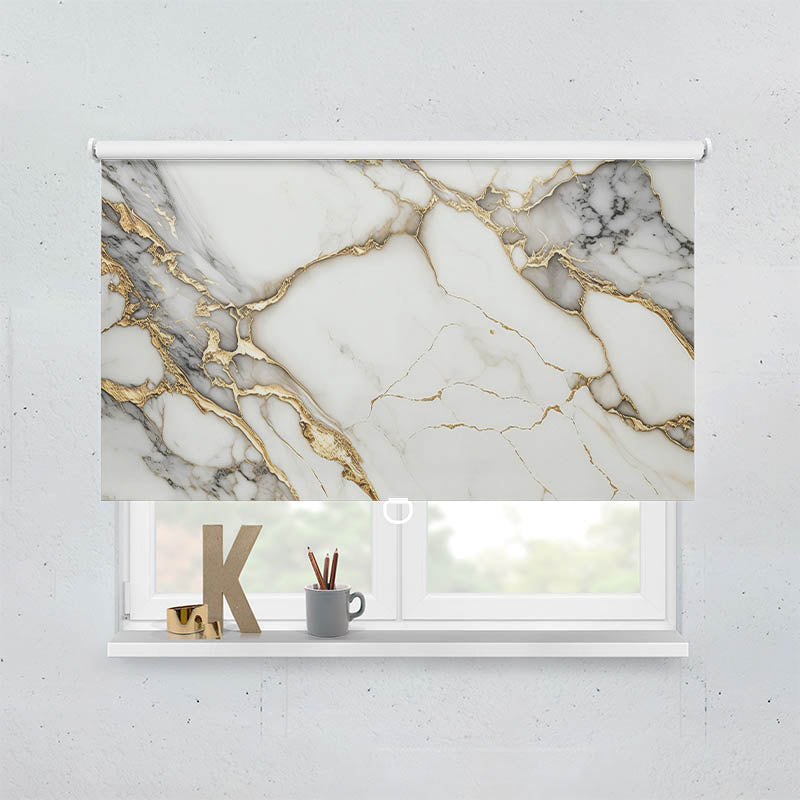 Plissee Motiv Gold Weiss Marmoriert