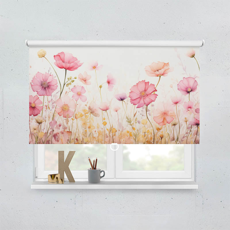 Plissee Motiv Aquarell Rosen und Mohn