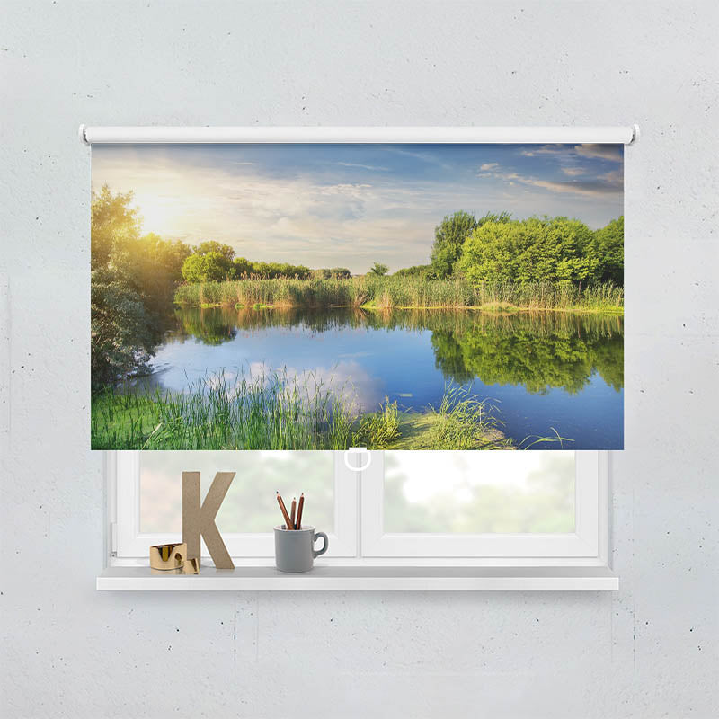 Plissee Motiv Idyllischer Waldsee