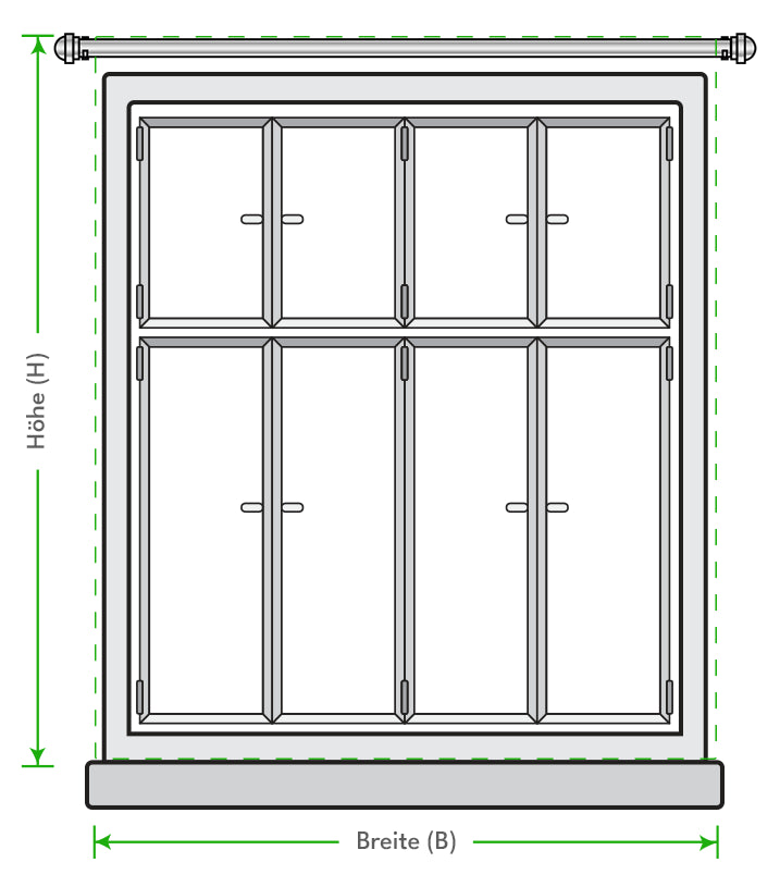 Vorhang Fenster Messhinweis