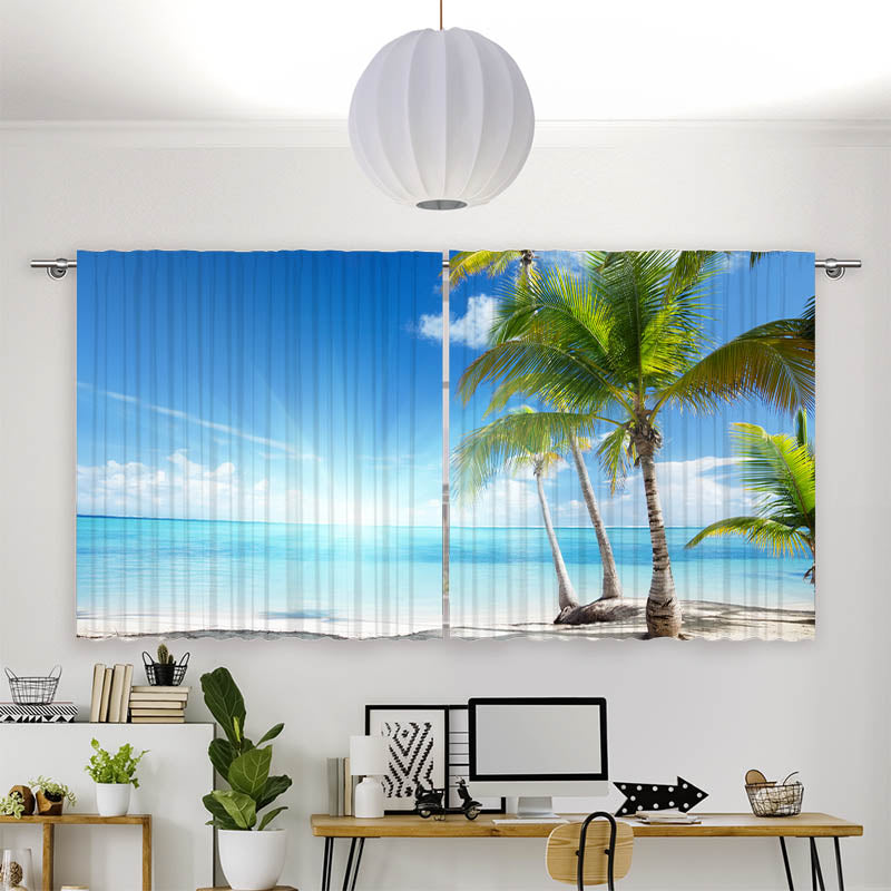 Vorhang Motiv Palmen Strand Sonne