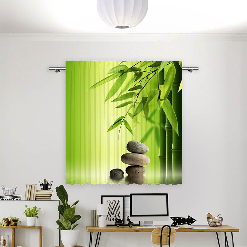 Vorhang Motiv Wellness Steine Bambus