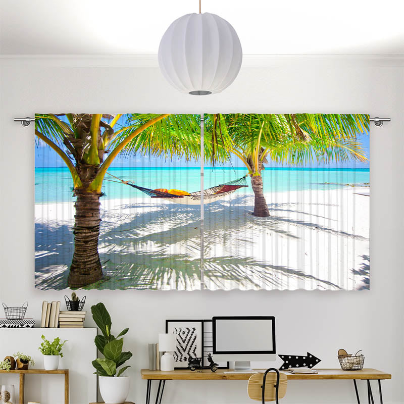 Vorhang Motiv Palmen mit Haengematte