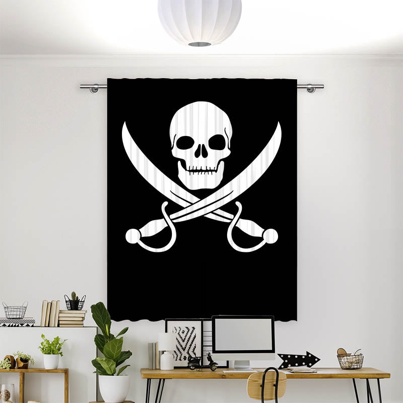 Vorhang Motiv Totenkopf Saebel