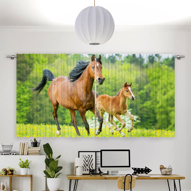 Vorhang Motiv Pferd mit Fohlen