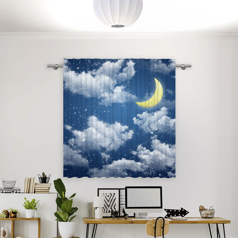 Vorhang Motiv Halbmond Himmel Nacht
