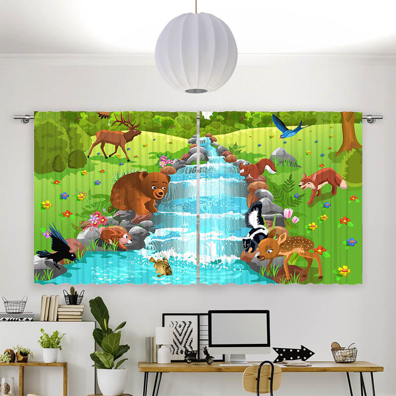 Vorhang Motiv "Tiere am Fluss"