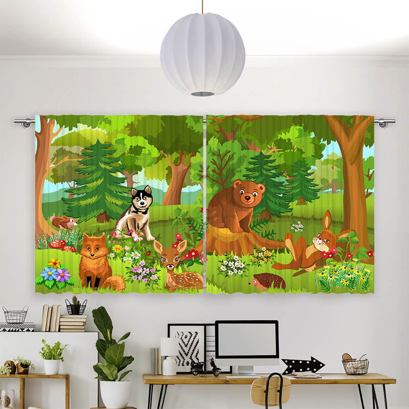 Vorhang Motiv "Wilde Tiere im Wald"